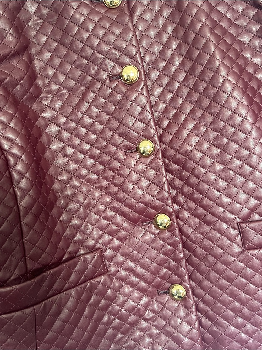 Talbots Quilted Bomber Jacket in Plum/Burgandy with Gold Buttons - Picture 4 of 6
